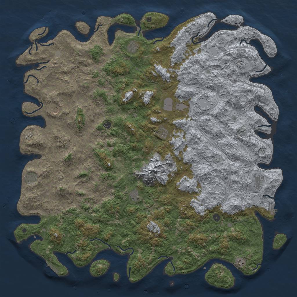 Rust Map: Procedural Map, Size: 6000, Seed: 43843654, 20 Monuments