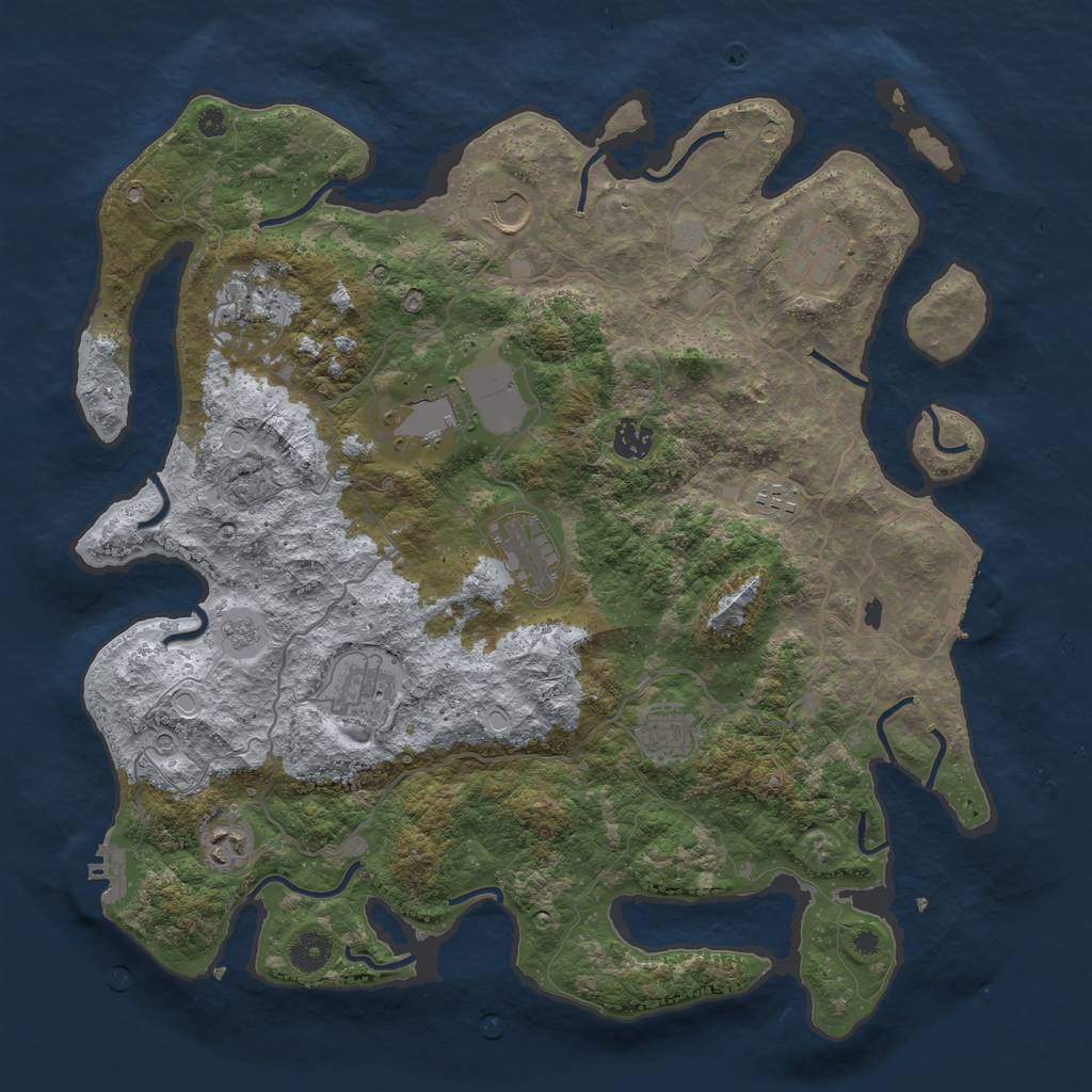 Rust Map: Procedural Map, Size: 4050, Seed: 2056731553, 19 Monuments
