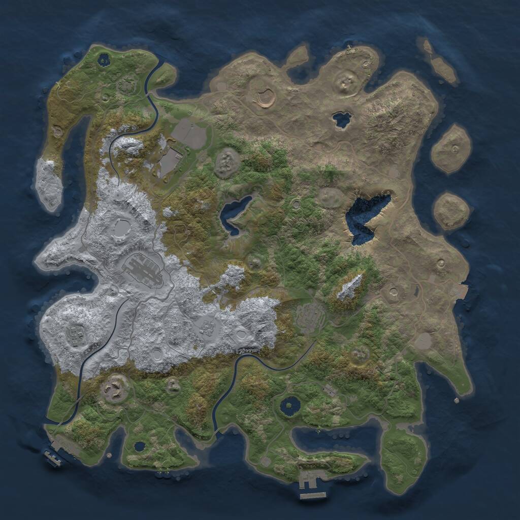 Rust Map: Procedural Map, Size: 4050, Seed: 2056731553, 12 Monuments