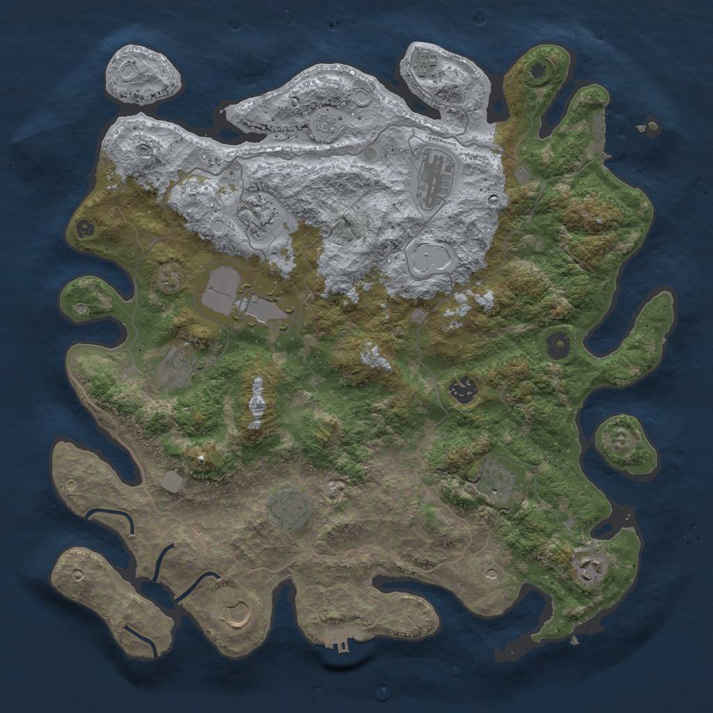 Rust Map: Procedural Map, Size: 4050, Seed: 1773705675, 19 Monuments