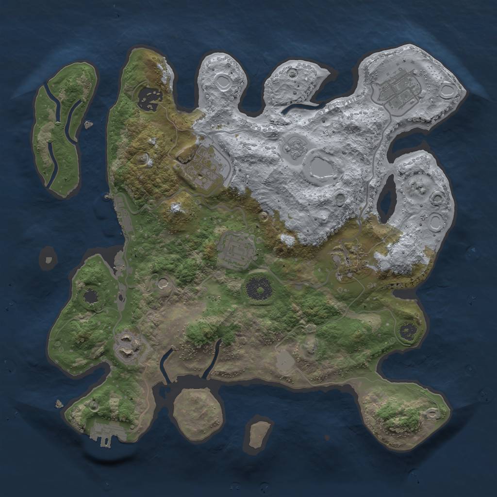 Rust Map: Procedural Map, Size: 3000, Seed: 664025227, 13 Monuments