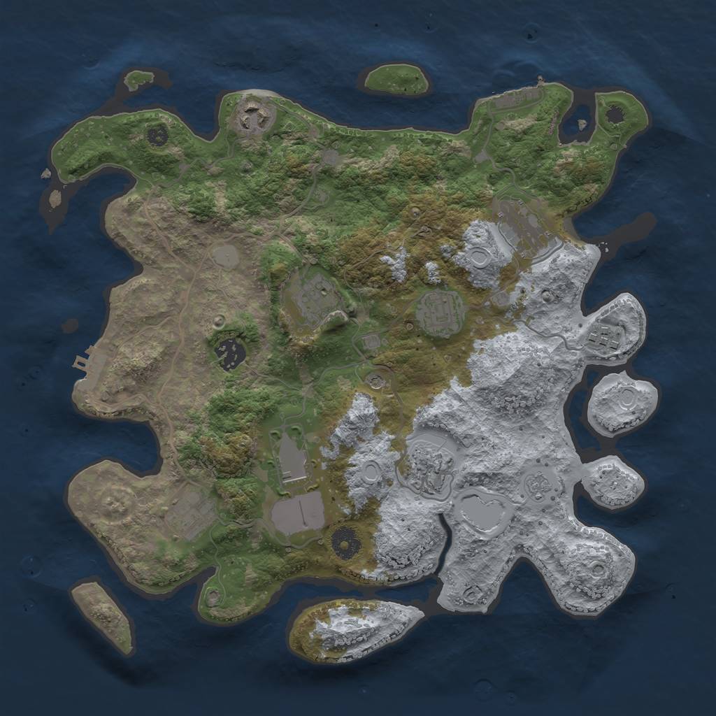 Rust Map: Procedural Map, Size: 3500, Seed: 784297458, 18 Monuments