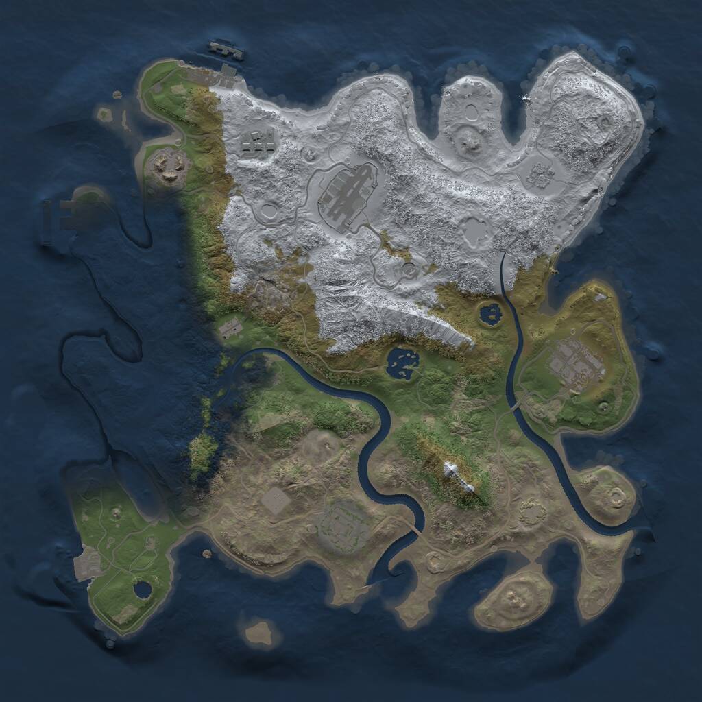 Rust Map: Procedural Map, Size: 3250, Seed: 1400872740, 12 Monuments