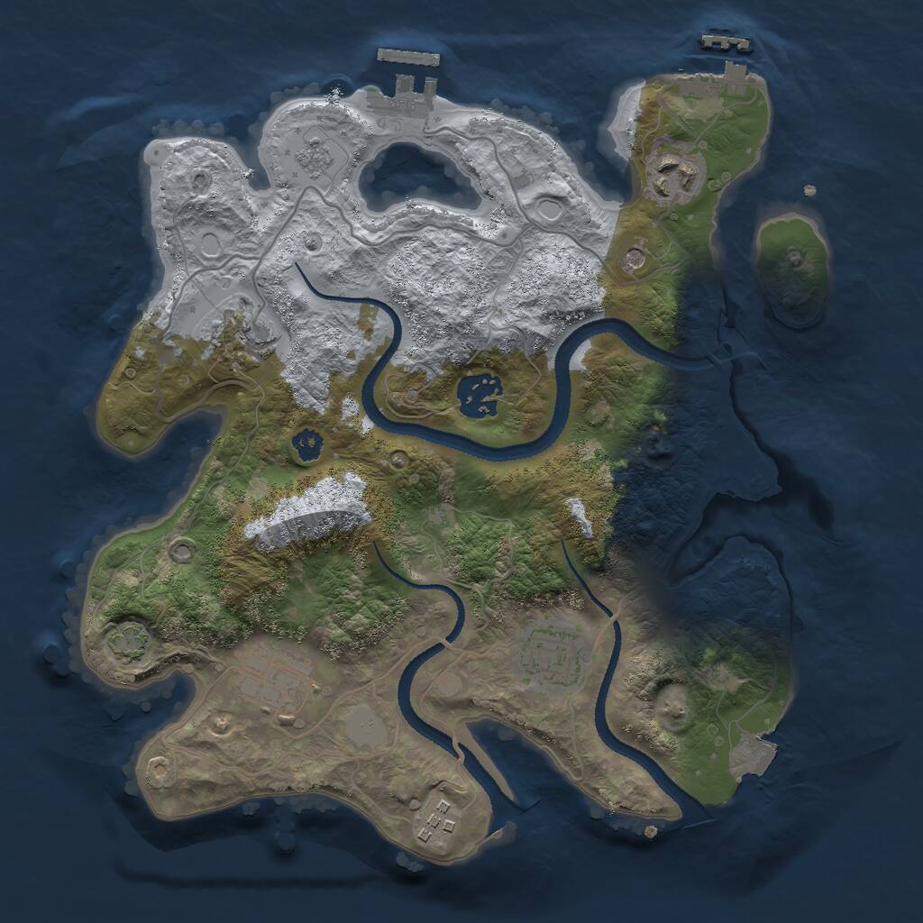 Rust Map: Procedural Map, Size: 3000, Seed: 66251, 12 Monuments