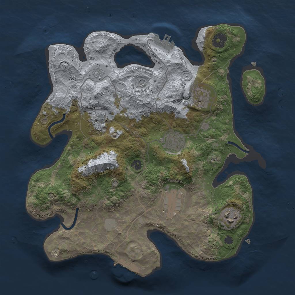 Rust Map: Procedural Map, Size: 3000, Seed: 66251, 12 Monuments