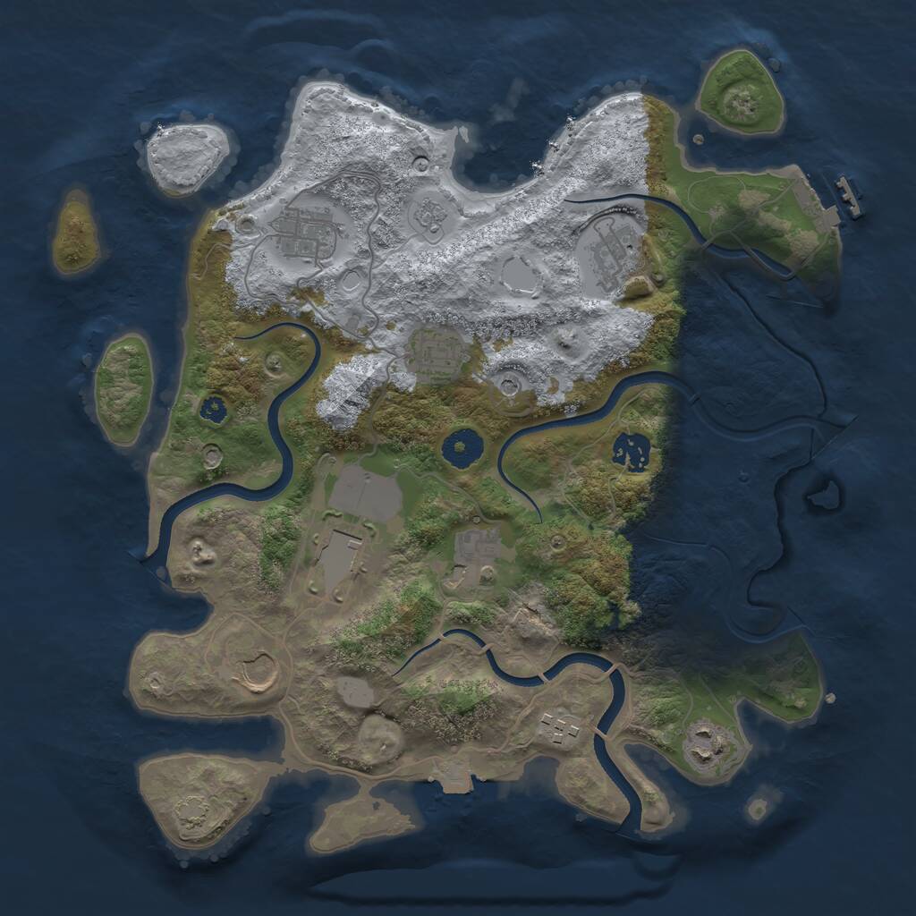 Rust Map: Procedural Map, Size: 3500, Seed: 62740914, 14 Monuments