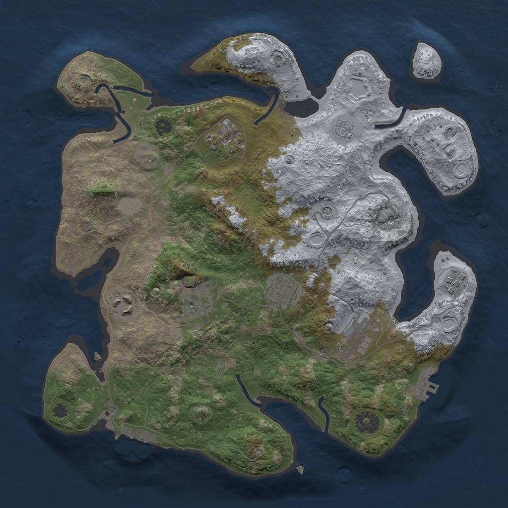 Rust Map: Procedural Map, Size: 3200, Seed: 546528826, 13 Monuments