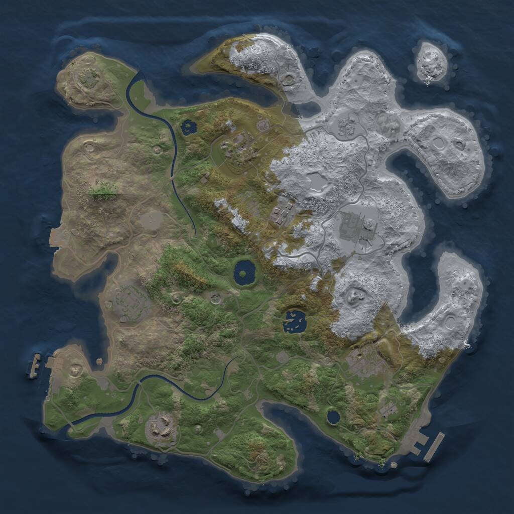 Rust Map: Procedural Map, Size: 3200, Seed: 546528826, 13 Monuments