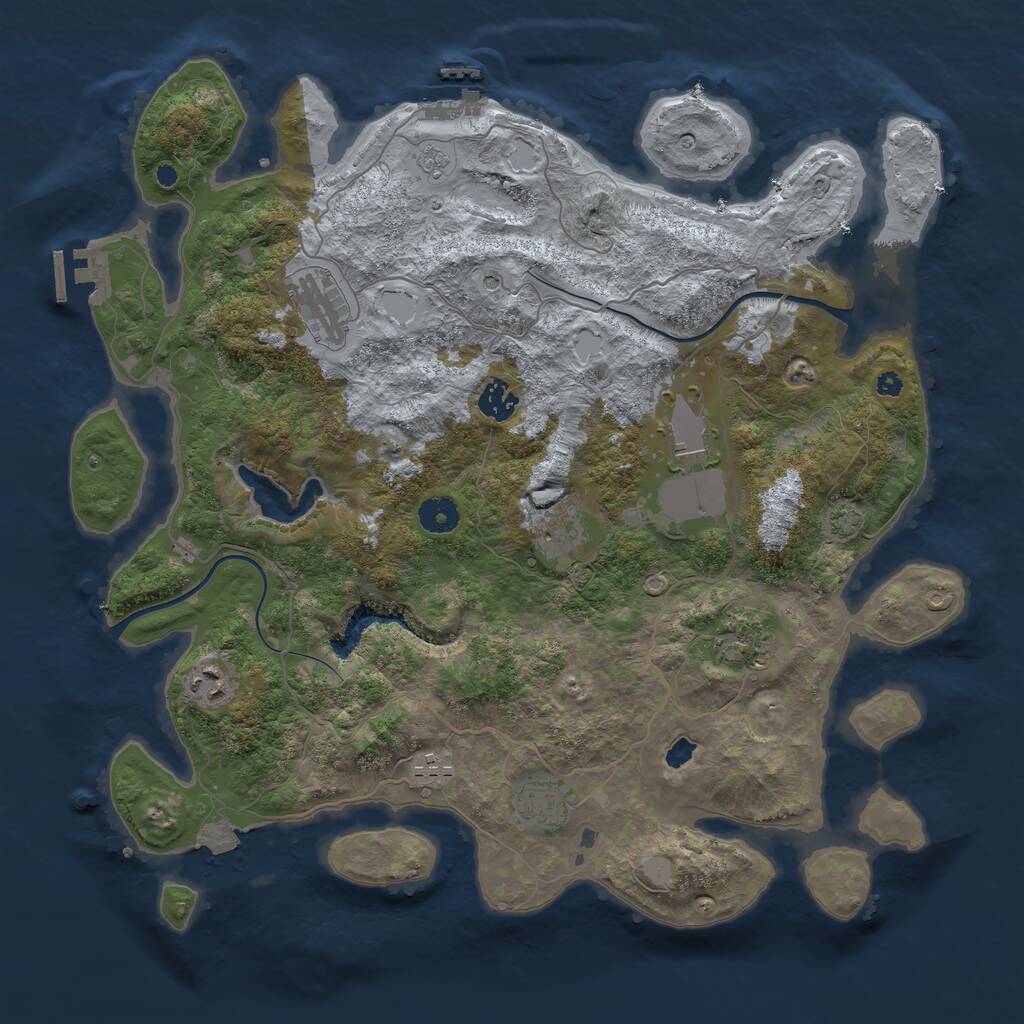 Rust Map: Procedural Map, Size: 4000, Seed: 106242443, 14 Monuments