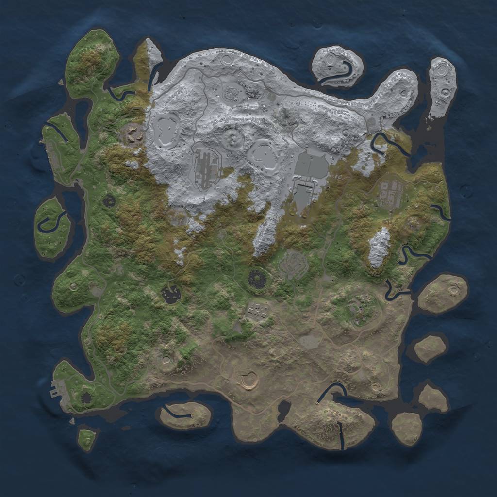 Rust Map: Procedural Map, Size: 4000, Seed: 106242443, 18 Monuments