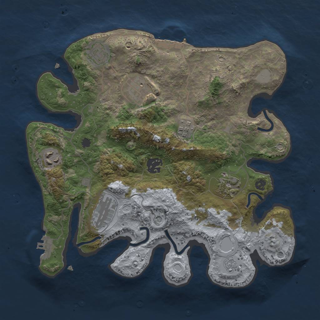 Rust Map: Procedural Map, Size: 3000, Seed: 27875, 14 Monuments