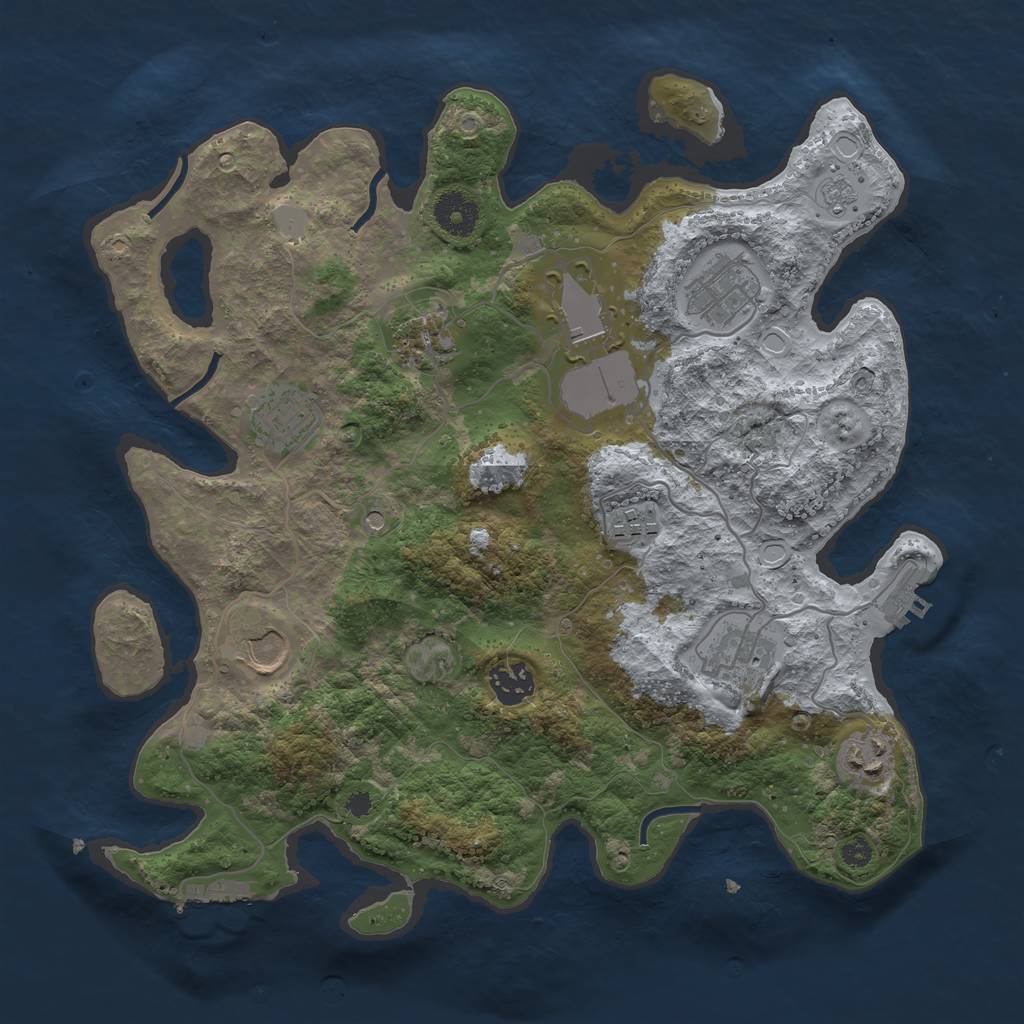 Rust Map: Procedural Map, Size: 3500, Seed: 8207588, 18 Monuments