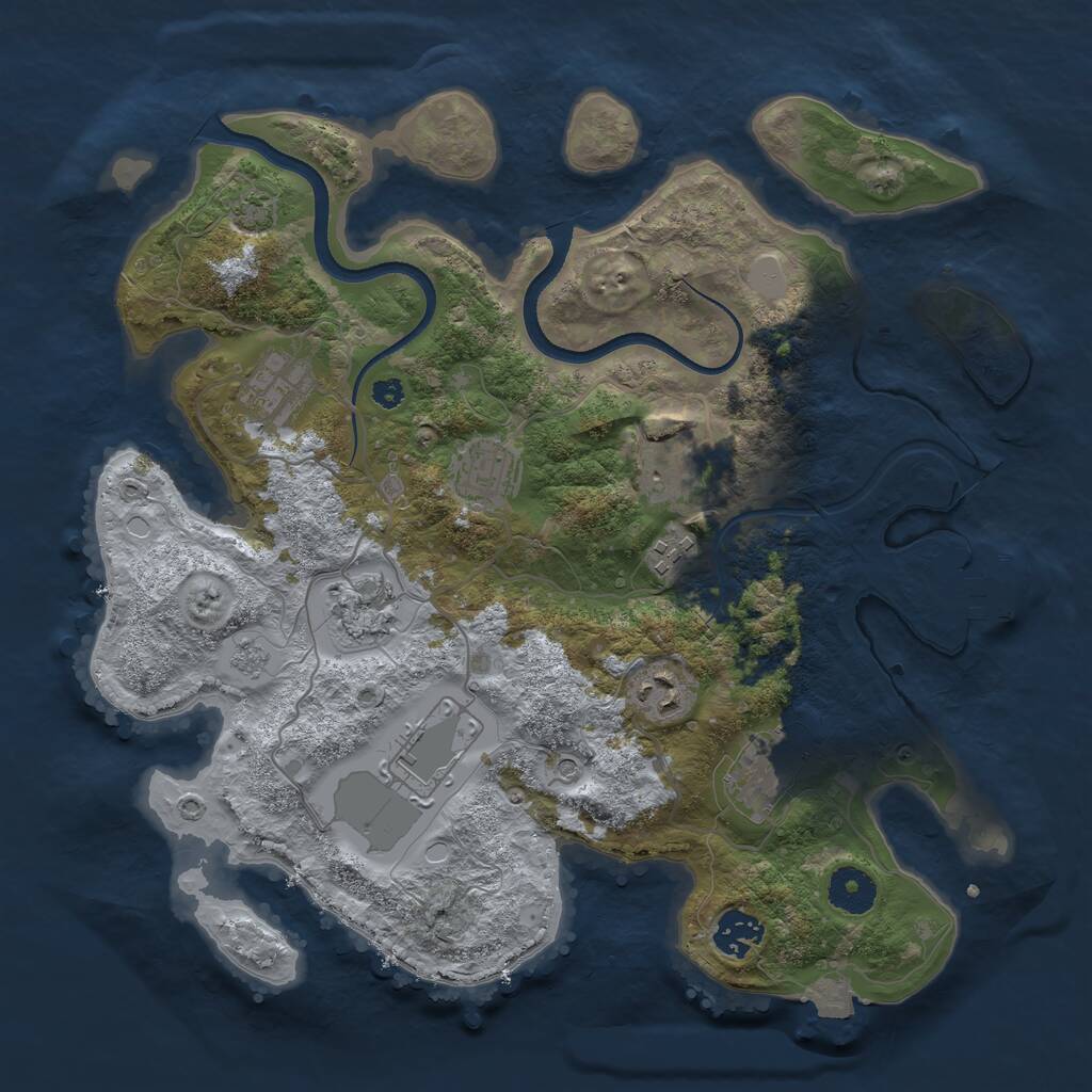 Rust Map: Procedural Map, Size: 3500, Seed: 5044, 14 Monuments