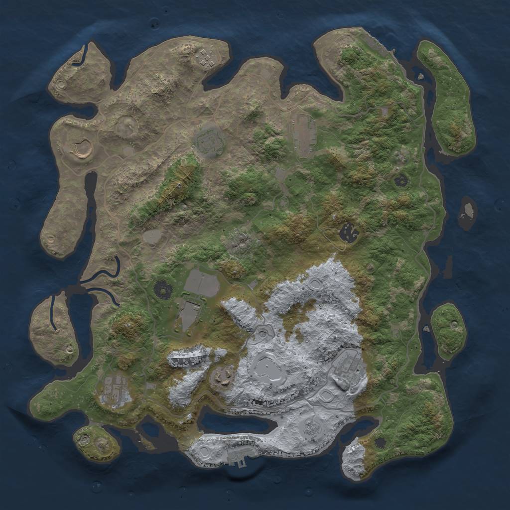 Rust Map: Procedural Map, Size: 4000, Seed: 43612570, 18 Monuments