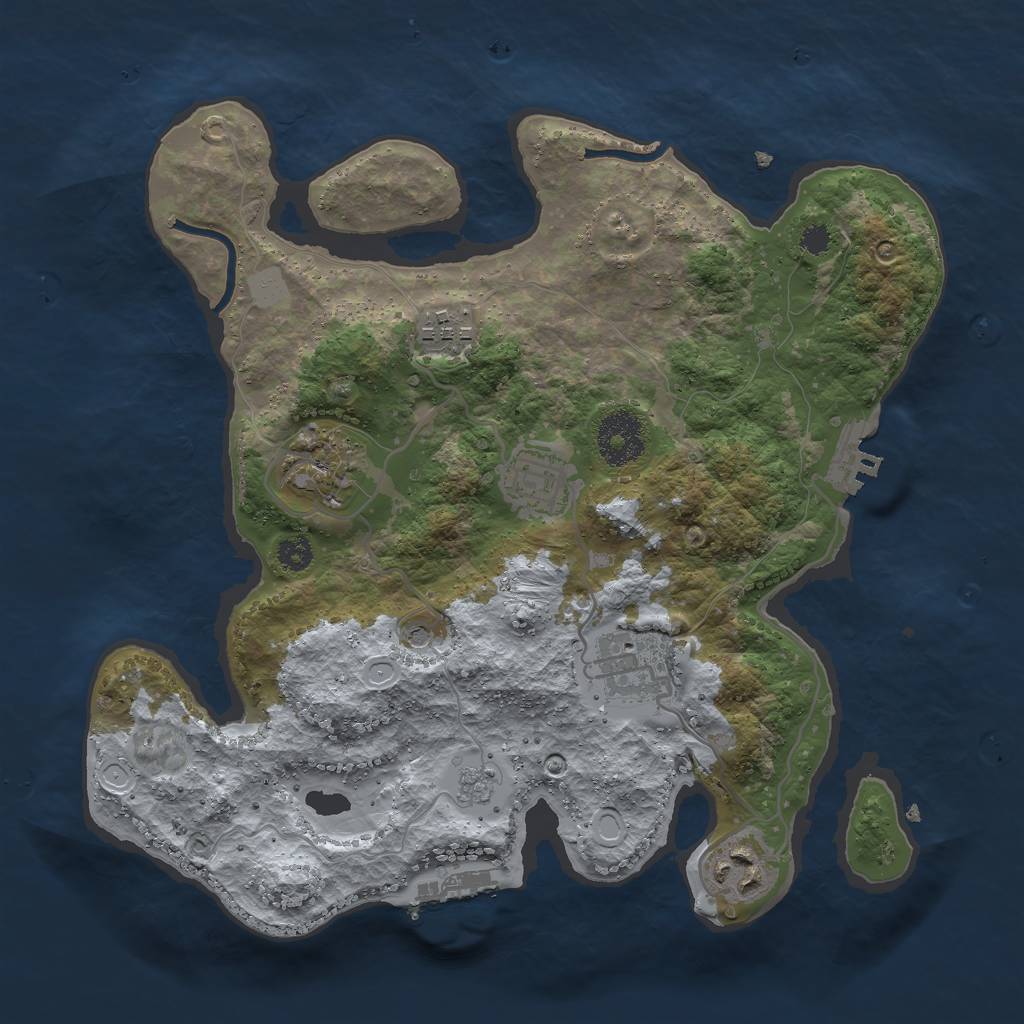 Rust Map: Procedural Map, Size: 3000, Seed: 81645562, 12 Monuments
