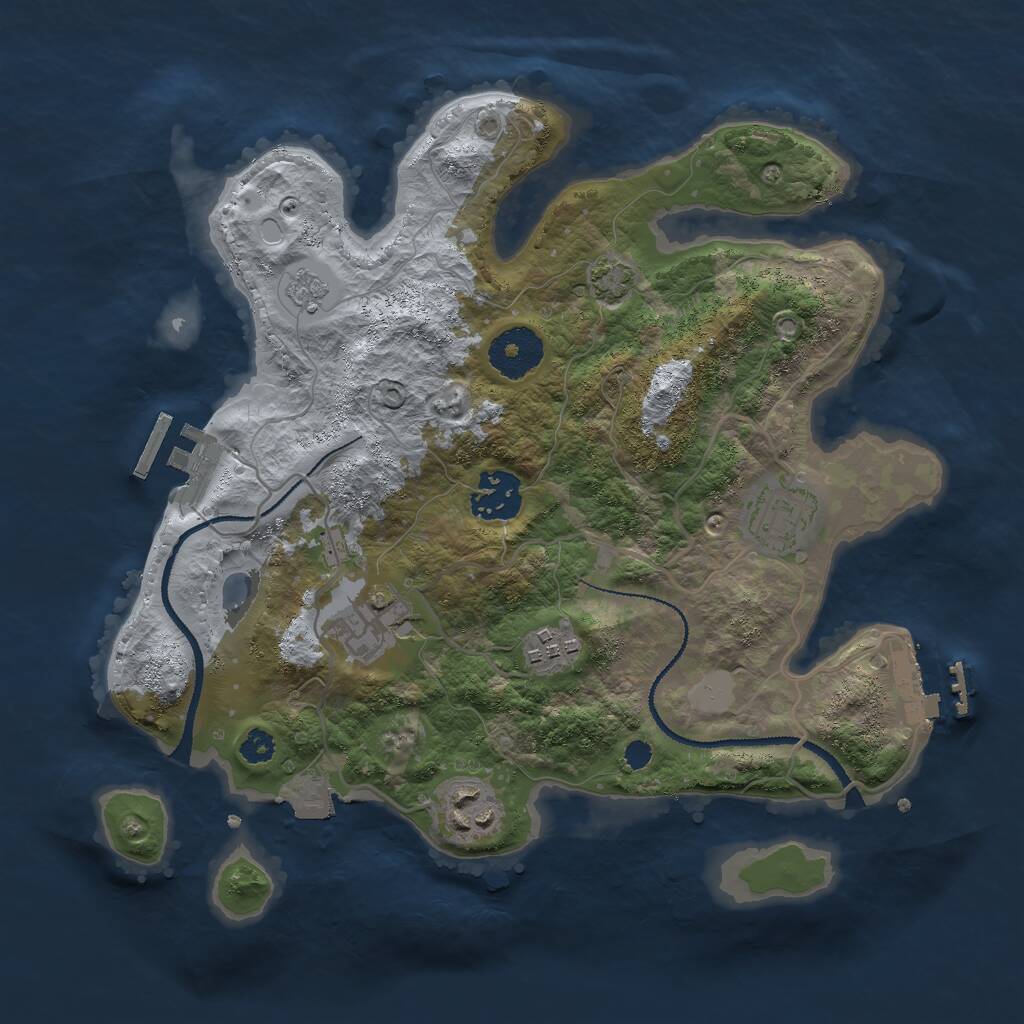 Rust Map: Procedural Map, Size: 3000, Seed: 14557, 10 Monuments