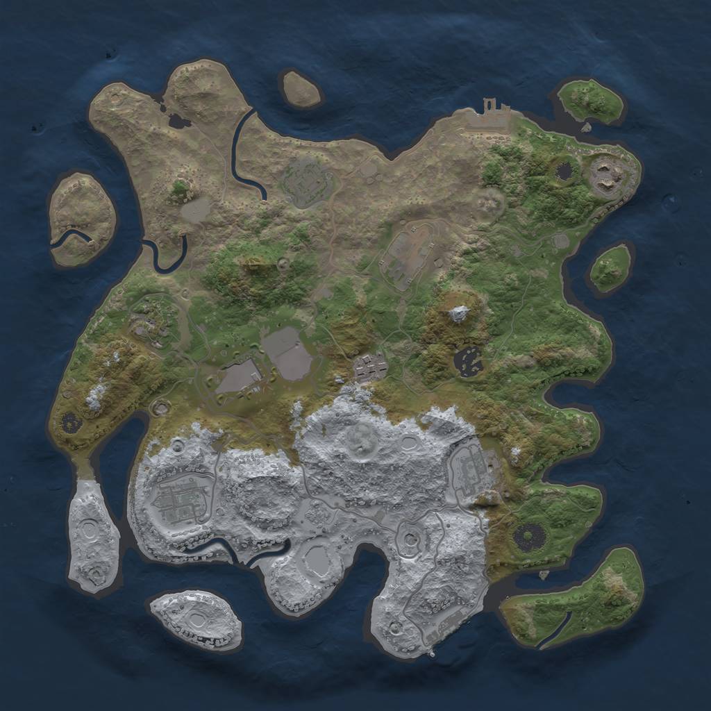 Rust Map: Procedural Map, Size: 3500, Seed: 1253053982, 18 Monuments