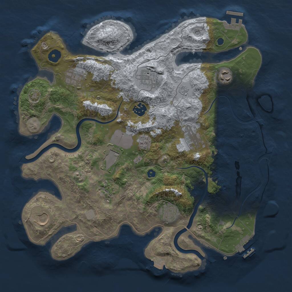 Rust Map: Procedural Map, Size: 3500, Seed: 56391576, 16 Monuments