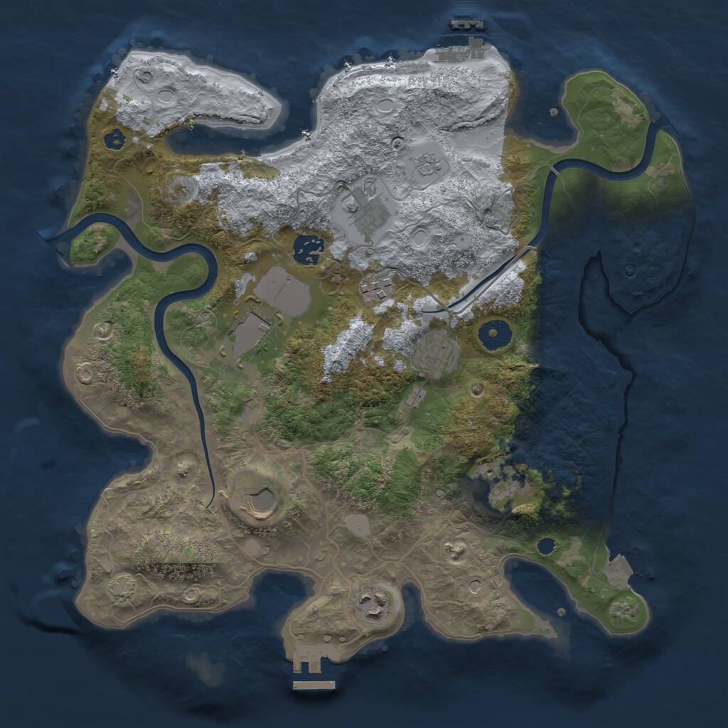 Rust Map: Procedural Map, Size: 3500, Seed: 533745630, 14 Monuments