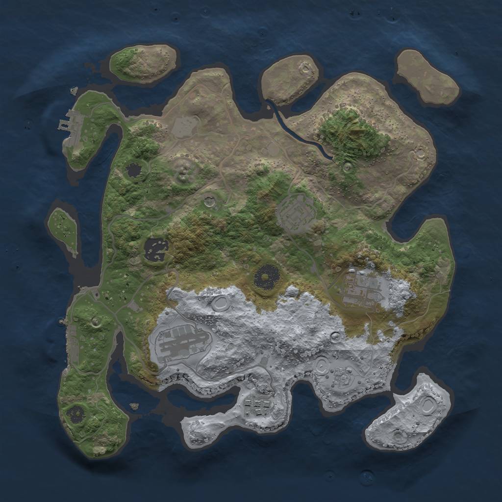 Rust Map: Procedural Map, Size: 3000, Seed: 1776841473, 14 Monuments