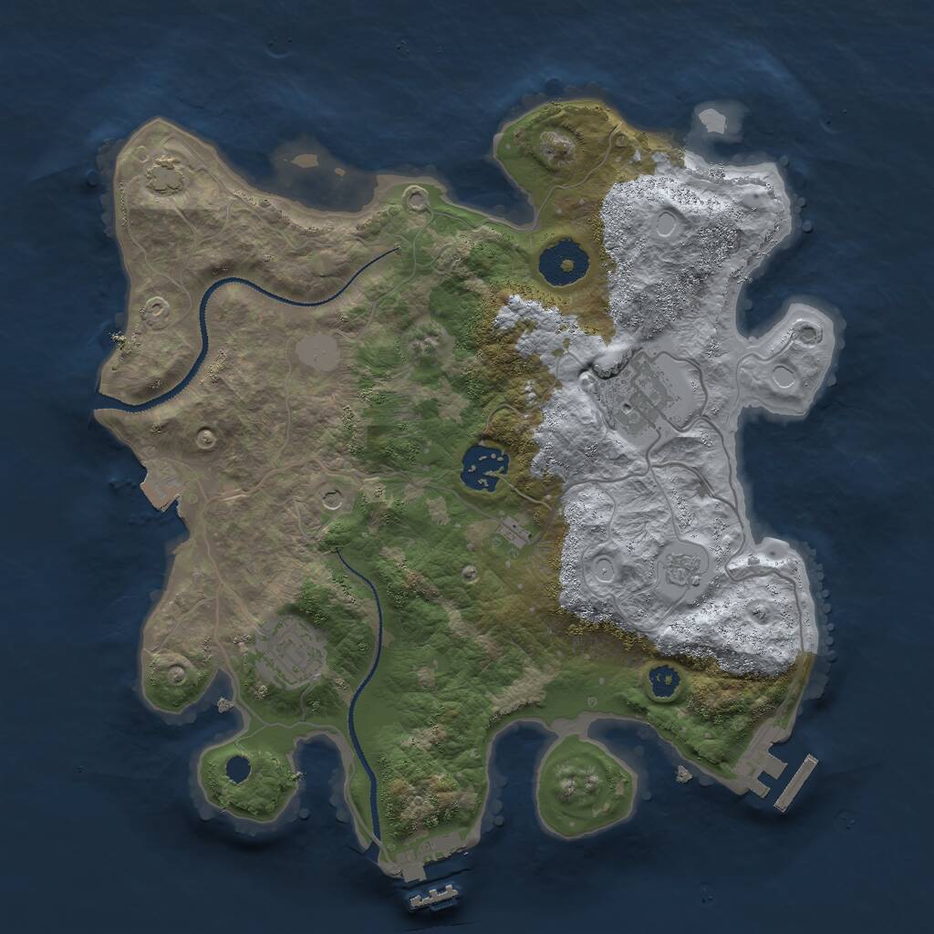 Rust Map: Procedural Map, Size: 3000, Seed: 2145633424, 9 Monuments