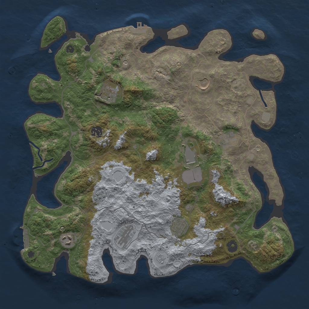 Rust Map: Procedural Map, Size: 4000, Seed: 56498, 18 Monuments