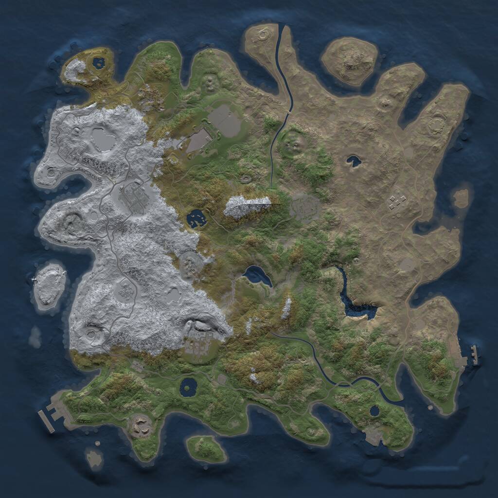 Rust Map: Procedural Map, Size: 4000, Seed: 2053112328, 14 Monuments