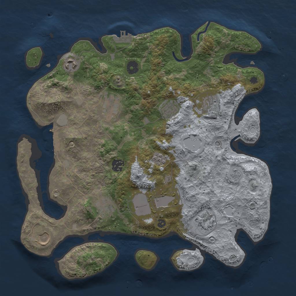 Rust Map: Procedural Map, Size: 3500, Seed: 1268285352, 19 Monuments