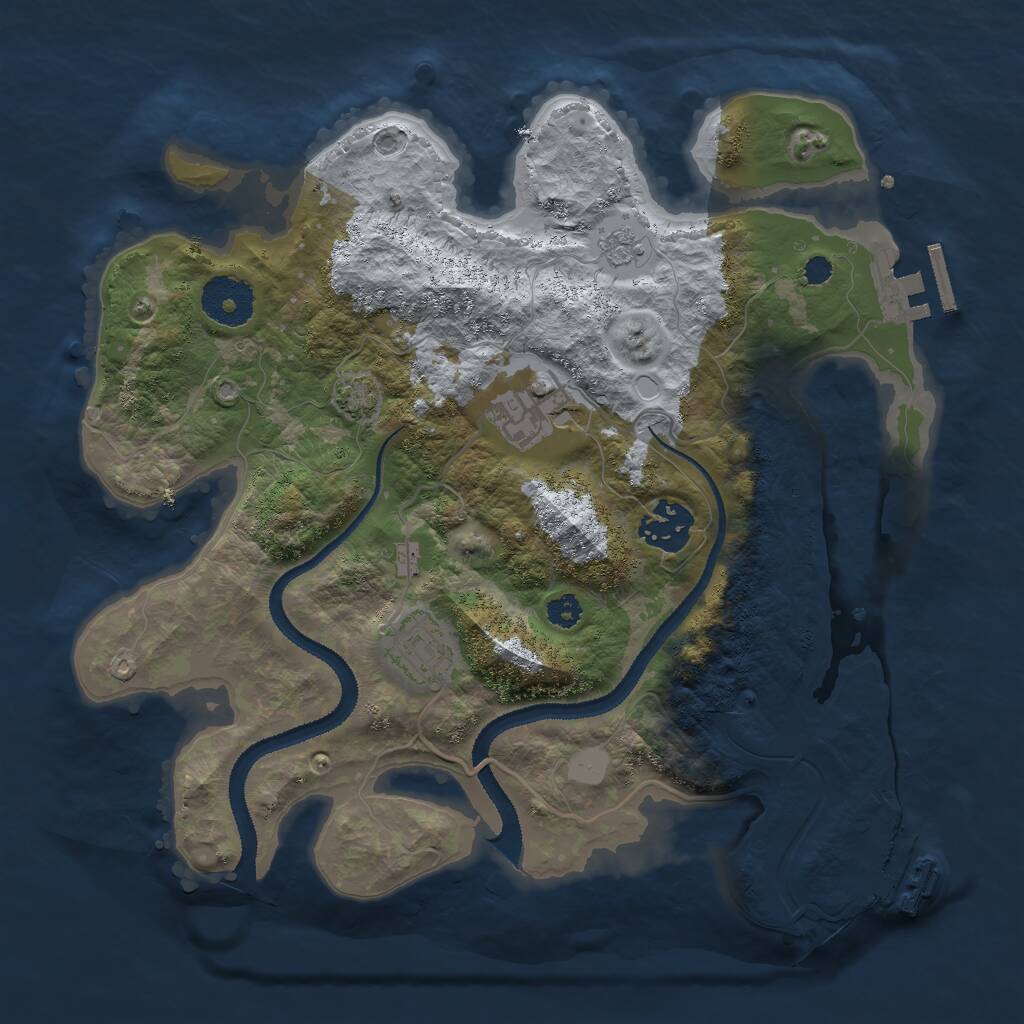 Rust Map: Procedural Map, Size: 3000, Seed: 8181980, 8 Monuments