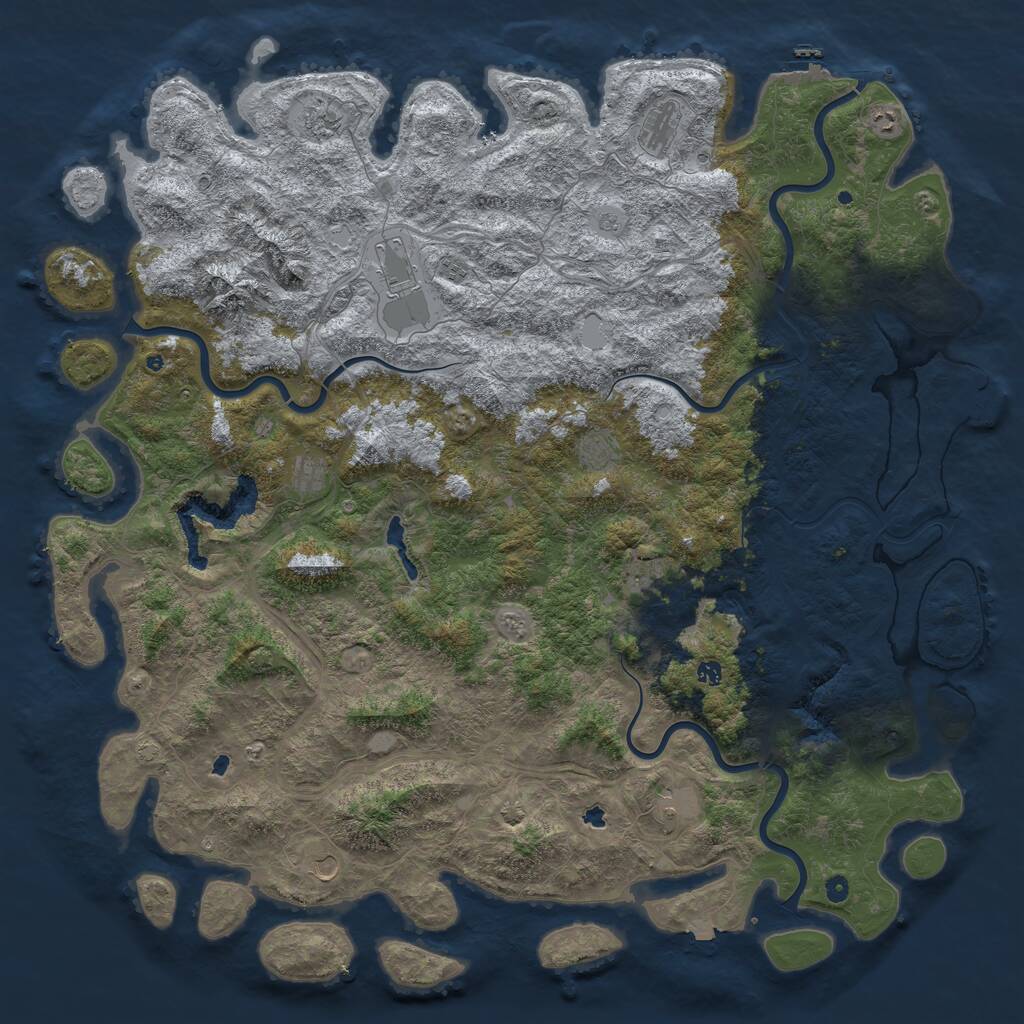 Rust Map: Procedural Map, Size: 6000, Seed: 867865533, 17 Monuments