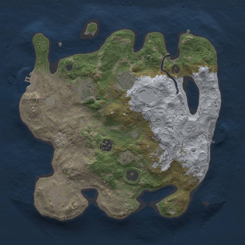 Rust Map: Procedural Map, Size: 3000, Seed: 9666, 15 Monuments