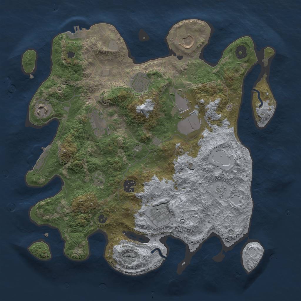 Rust Map: Procedural Map, Size: 3500, Seed: 33397522, 16 Monuments