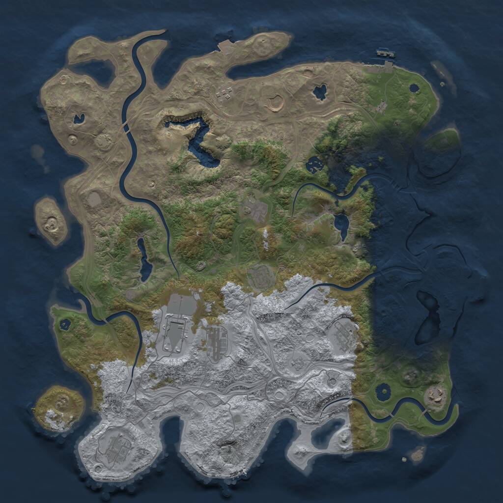 Rust Map: Procedural Map, Size: 4500, Seed: 2096669300, 16 Monuments