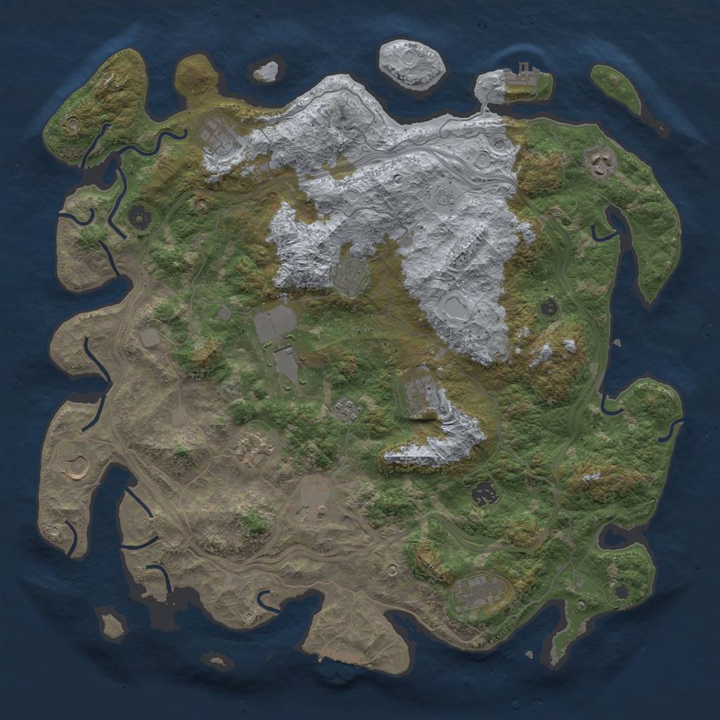 Rust Map: Procedural Map, Size: 4500, Seed: 1172617161, 20 Monuments