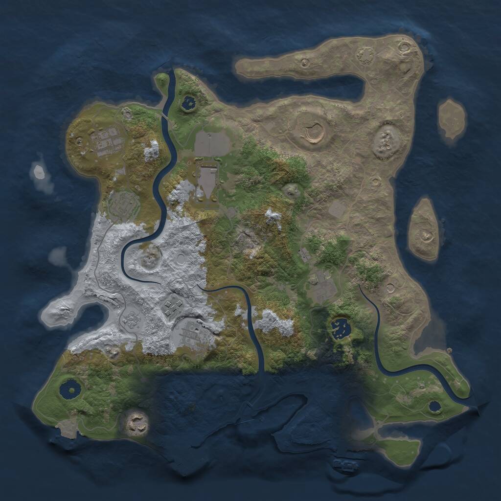 Rust Map: Procedural Map, Size: 3700, Seed: 2136954488, 15 Monuments