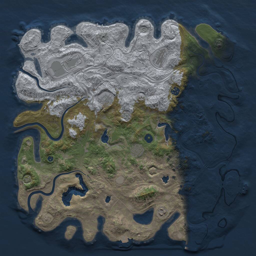 Rust Map: Procedural Map, Size: 4500, Seed: 1723427004, 13 Monuments