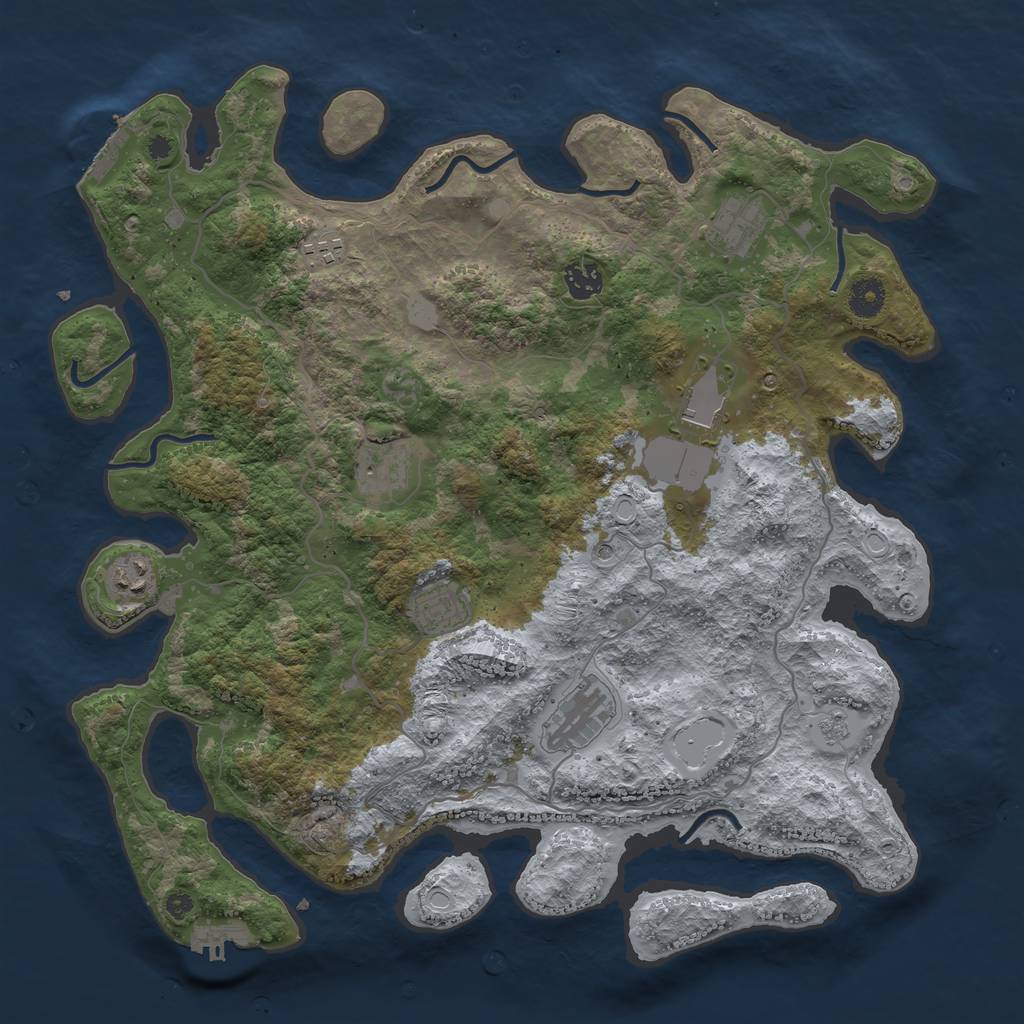 Rust Map: Procedural Map, Size: 4000, Seed: 998137700, 17 Monuments