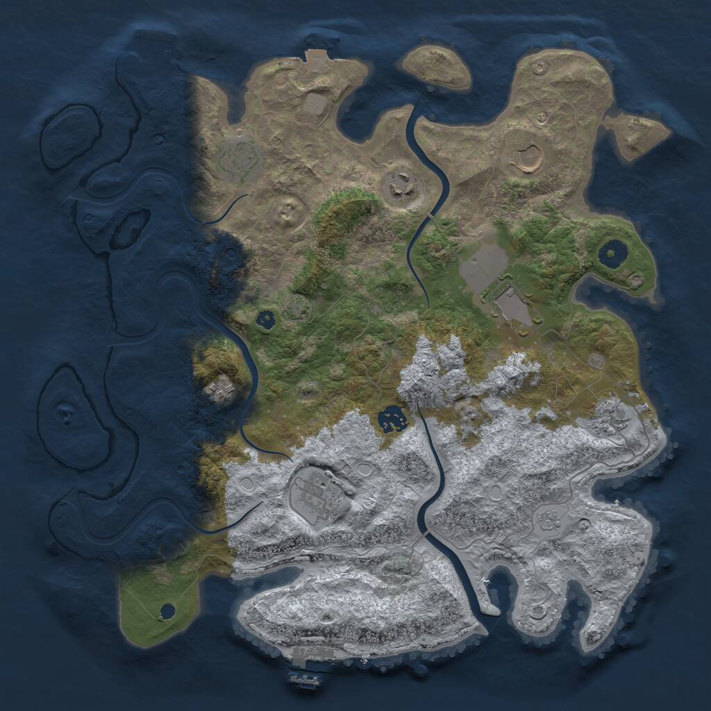 Rust Map: Procedural Map, Size: 3800, Seed: 941033802, 14 Monuments