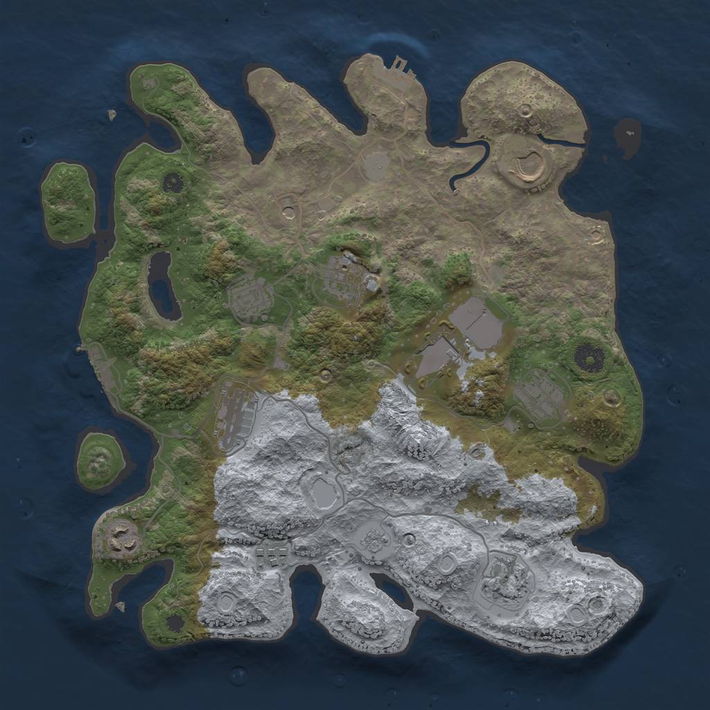 Rust Map: Procedural Map, Size: 3500, Seed: 330860180, 16 Monuments