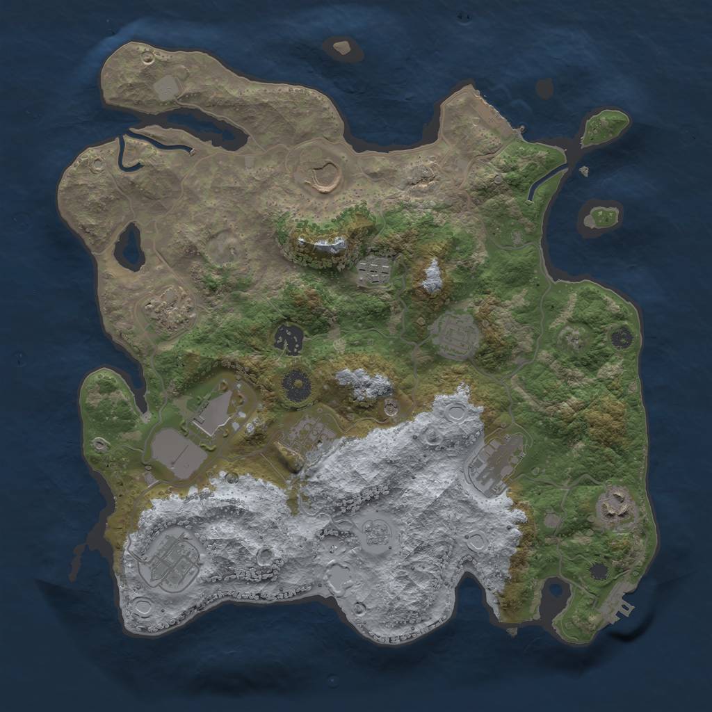 Rust Map: Procedural Map, Size: 3500, Seed: 798118380, 17 Monuments