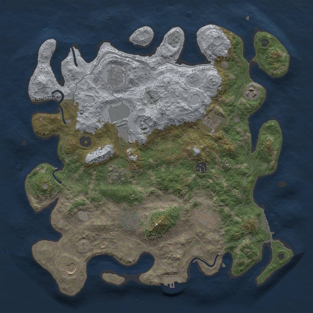 Rust Map: Procedural Map, Size: 4000, Seed: 585711115, 19 Monuments