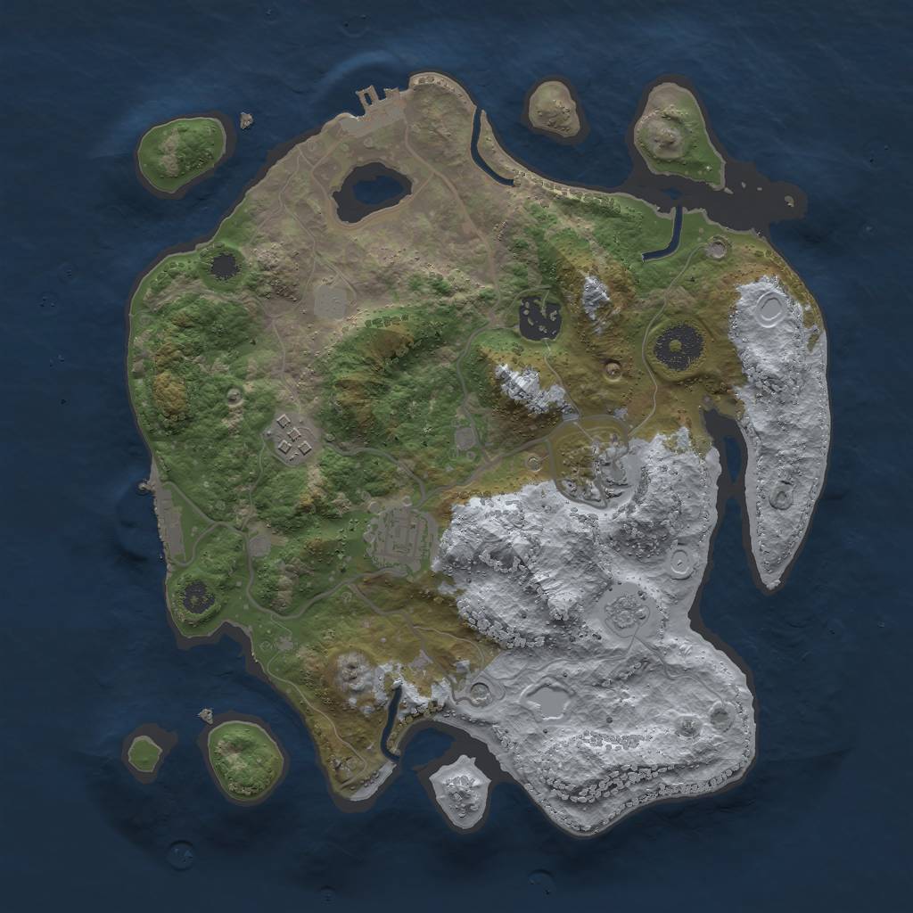 Rust Map: Procedural Map, Size: 3000, Seed: 492230, 13 Monuments