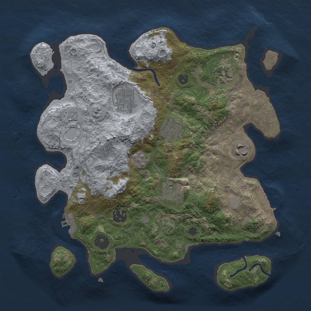 Rust Map: Procedural Map, Size: 3200, Seed: 7345723, 16 Monuments