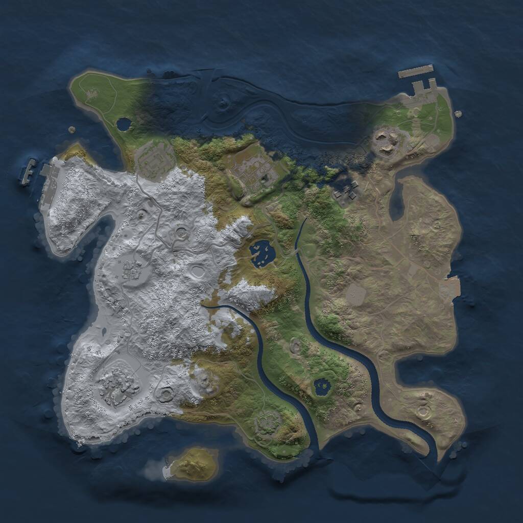Rust Map: Procedural Map, Size: 3000, Seed: 2395, 12 Monuments