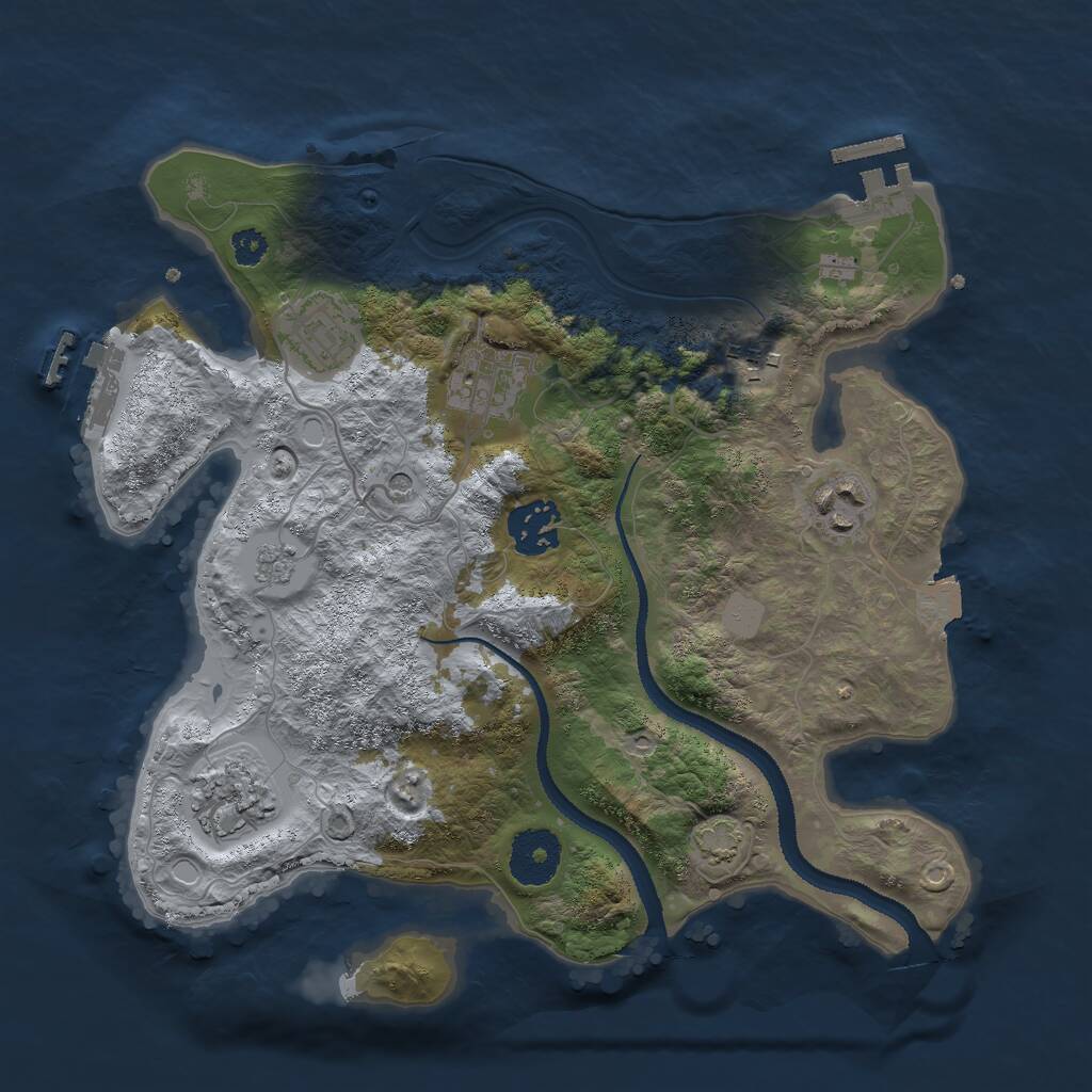 Rust Map: Procedural Map, Size: 3000, Seed: 2395, 12 Monuments