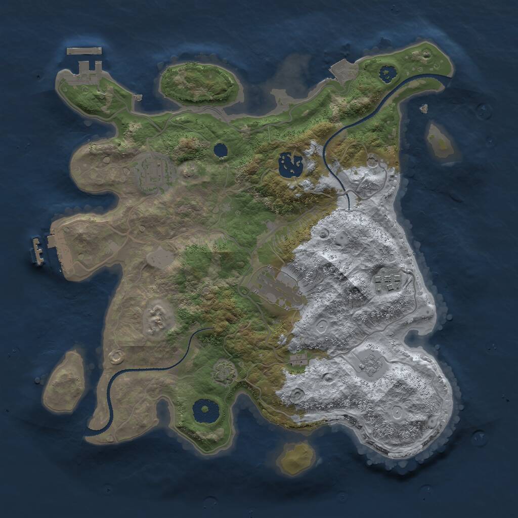 Rust Map: Procedural Map, Size: 3000, Seed: 19164219, 10 Monuments