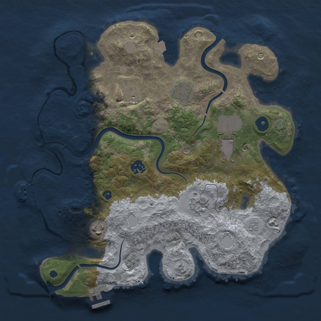 Rust Map: Procedural Map, Size: 3500, Seed: 90987034, 13 Monuments