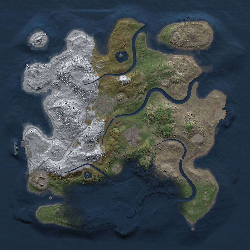 Rust Map: Procedural Map, Size: 3000, Seed: 7569, 9 Monuments