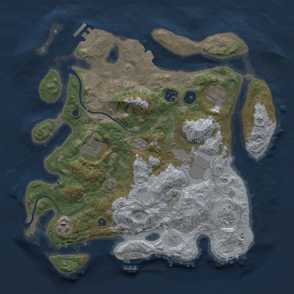 Rust Map: Procedural Map, Size: 3500, Seed: 46578, 13 Monuments