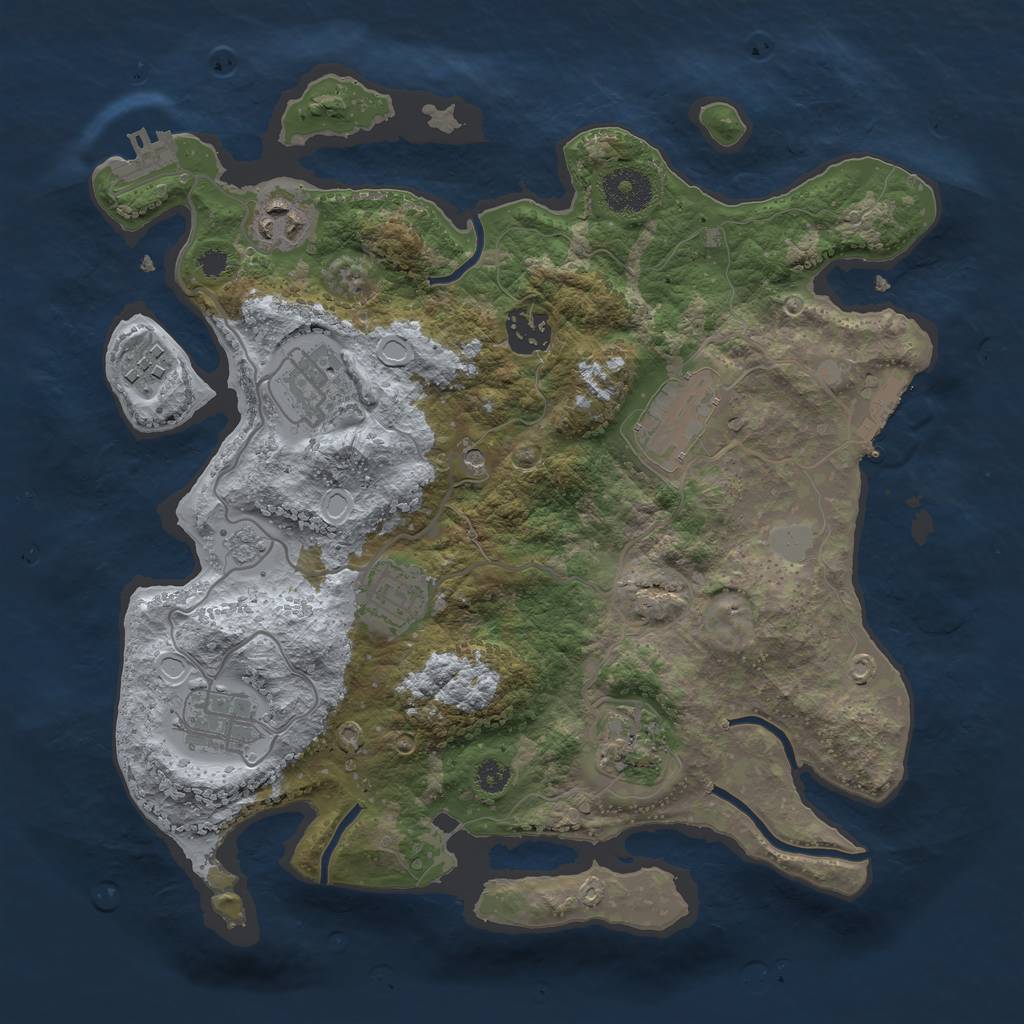 Rust Map: Procedural Map, Size: 3250, Seed: 654962186, 15 Monuments